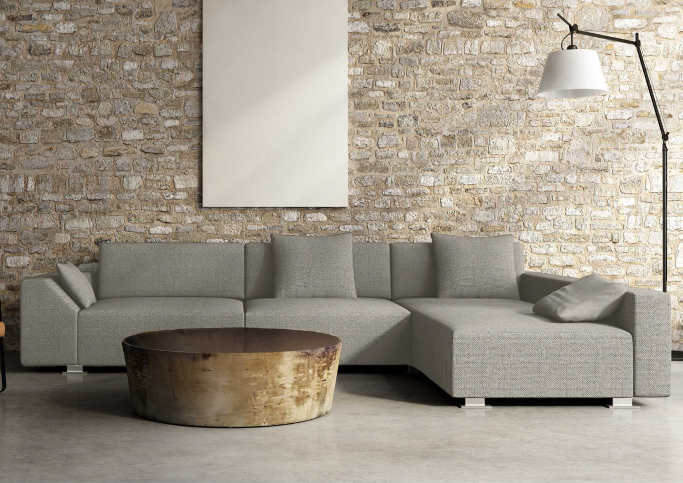 Szary narożnik w stylu loft